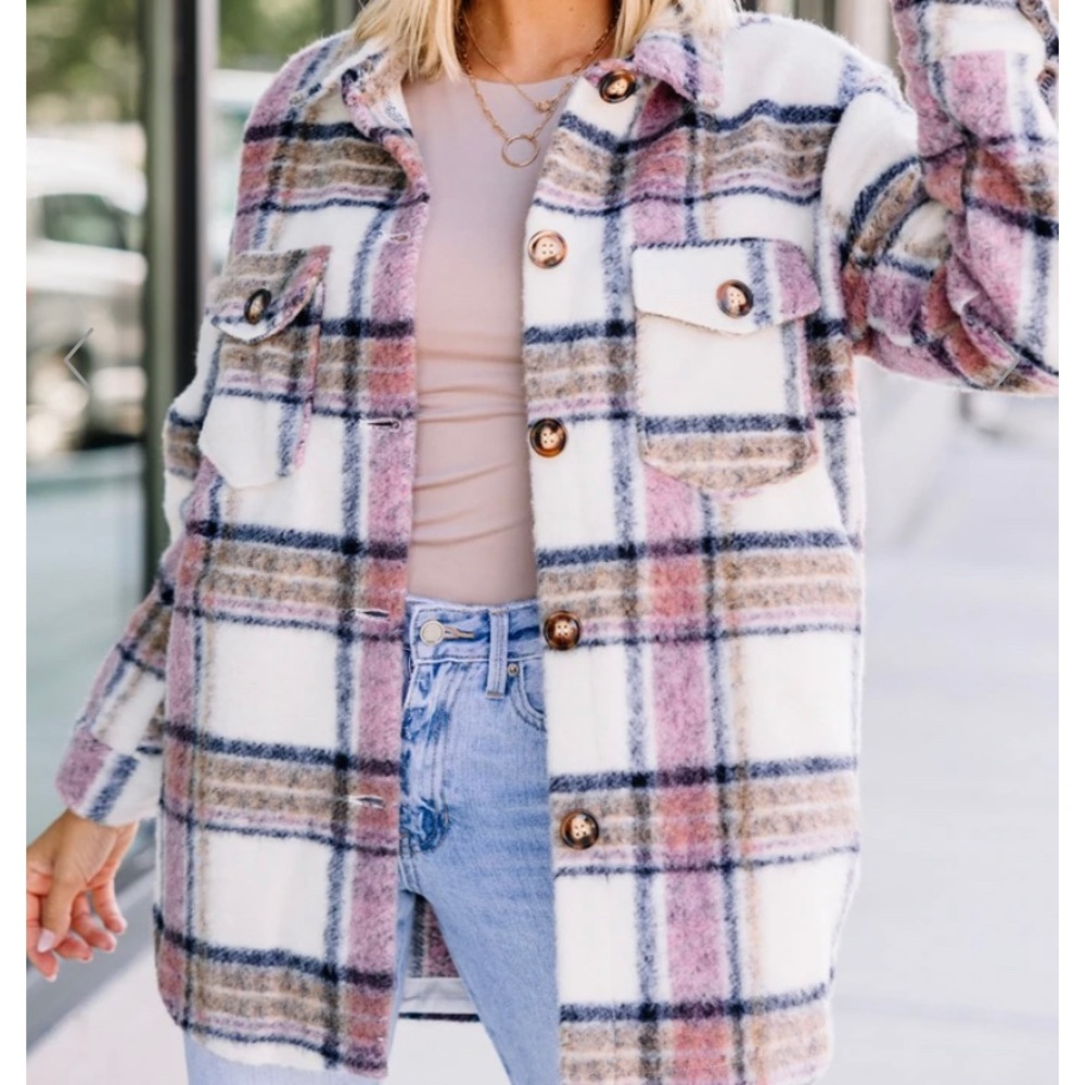 Come Around Pink Plaid Shacket